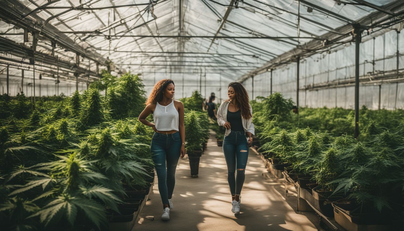 Plantas de cannabis saudáveis em uma estufa com CO2.